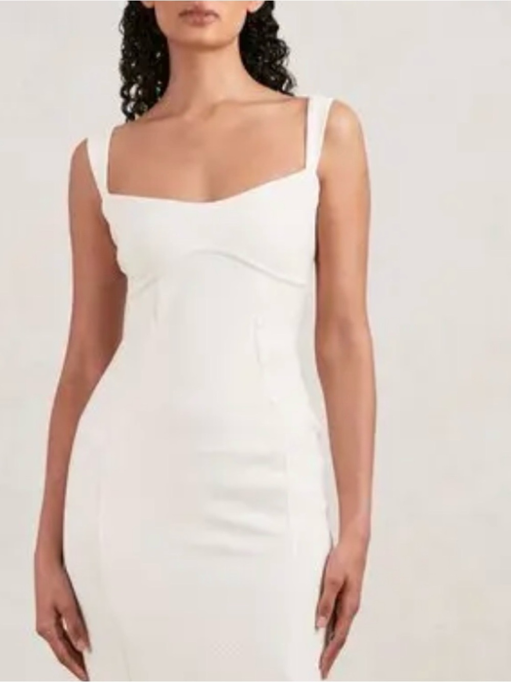 White Square-Neck Bodycon Dress